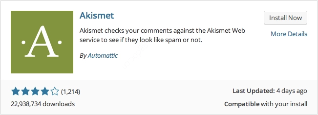 您的插件资源如何工作 Akismet with it's Plugin Icon