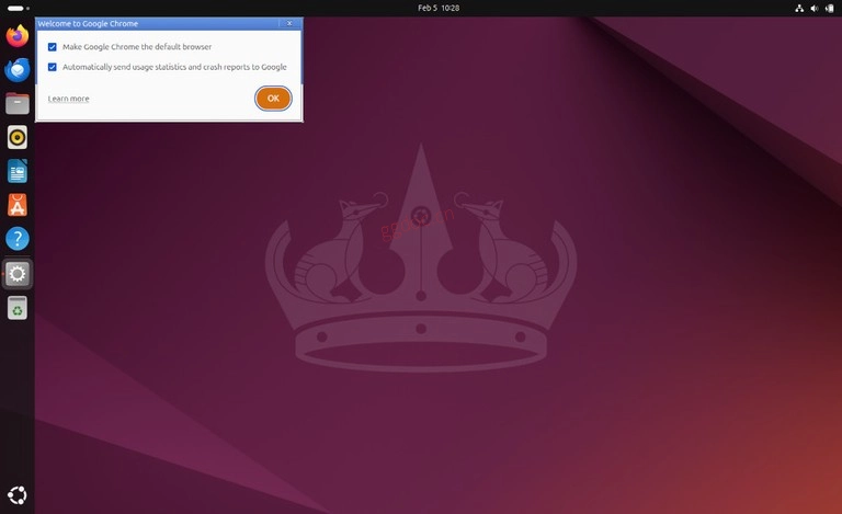 如何在 Ubuntu 24.04 上安装 Google Chrome 网络浏览器 Ubuntu 24.04 上的 Google Chrome 默认浏览器提示