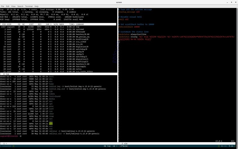 如何使用 Linux Screen GNU Screen terminal with customized status line