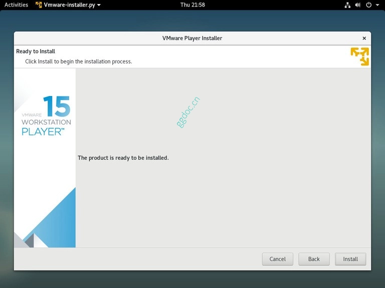 如何在 Debian 9 上安装 VMware Workstation Player debian vmware 接受许可
