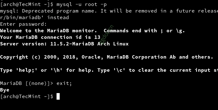 如何在 Arch Linux 上安装 Nginx、PHP、MariaDB 和 PhpMyAdmin 在 Arch Linux 中连接 MySQL