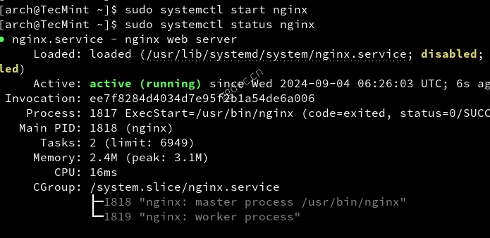 如何在 Arch Linux 上安装 Nginx、PHP、MariaDB 和 PhpMyAdmin 在 Arch Linux 中启动 Nginx