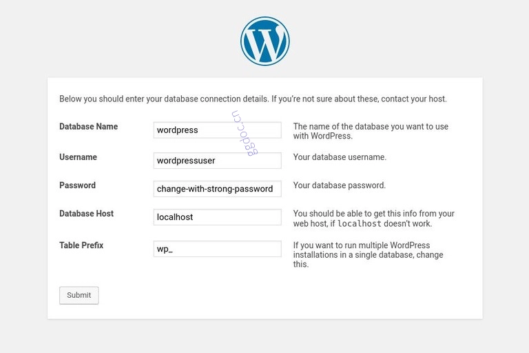 如何在 Ubuntu 18.04 上使用 Apache 安装 WordPress 安装 wordpress 数据库信息
