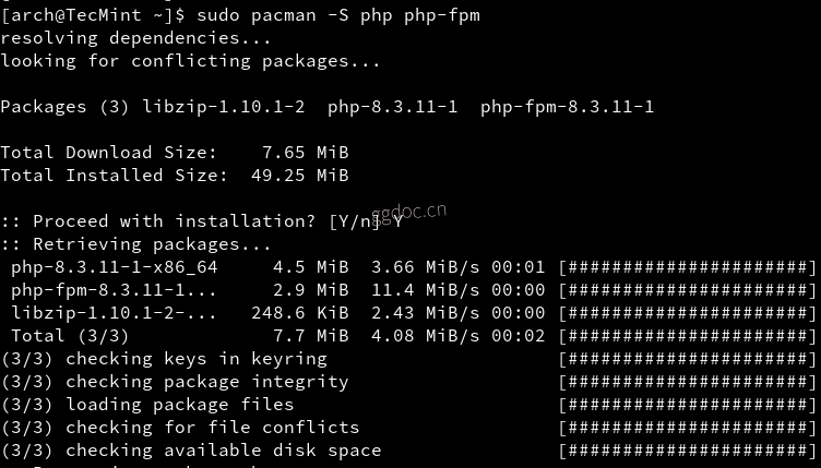 如何在 Arch Linux 上安装 Nginx、PHP、MariaDB 和 PhpMyAdmin 在 Arch Linux 中安装 PHP
