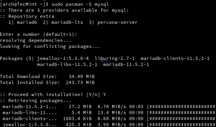 如何在 Arch Linux 上安装 Nginx、PHP、MariaDB 和 PhpMyAdmin 在 Arch Linux 中安装 MySQL