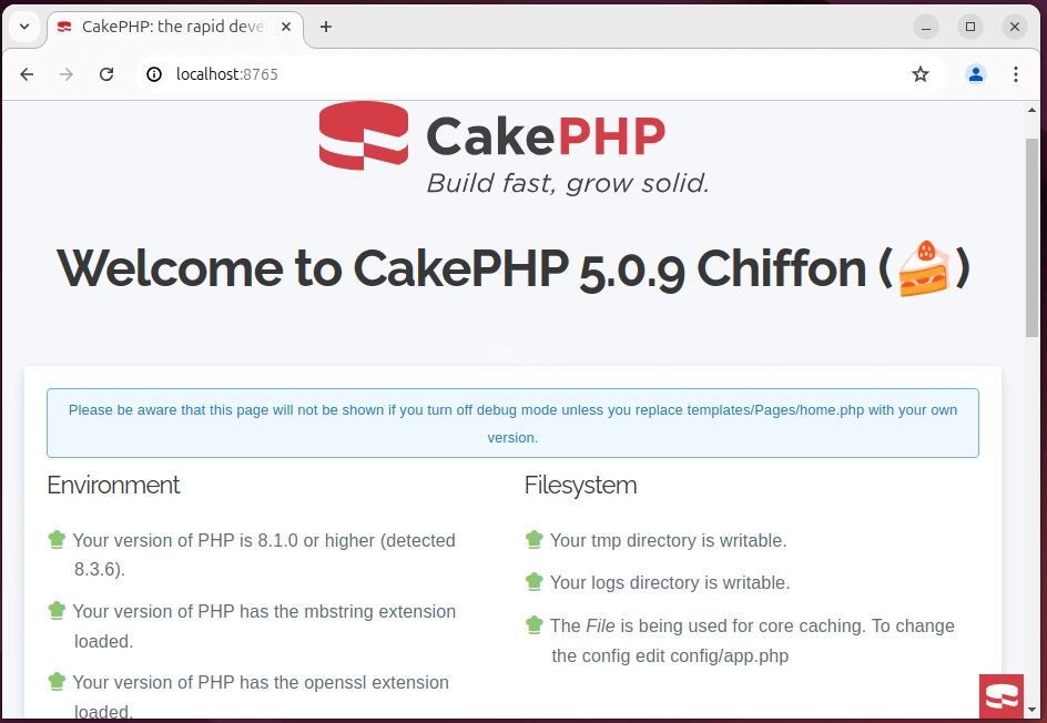 如何在 Ubuntu 24.04 上安装 CakePHP 在 Ubuntu 中访问 CakePHP