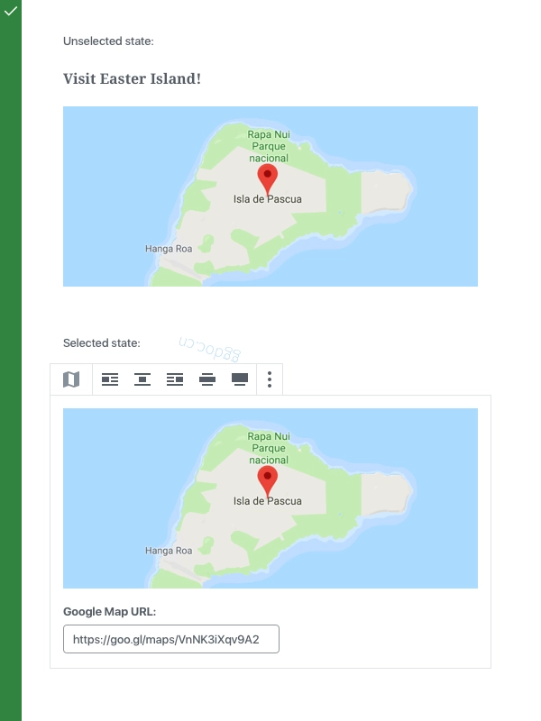 区块设计 Google Maps 区块,带有区块正常运行所需的内联且始终可访问的控件