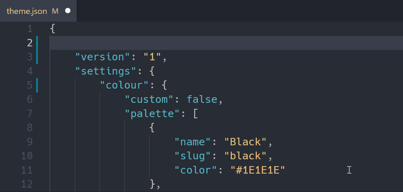 全局设置与样式(theme.json) 使用架构进行验证的示例