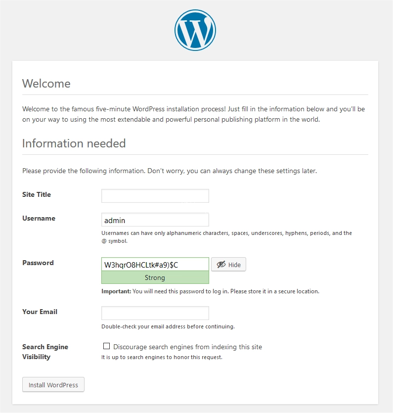 WordPress 安装界面