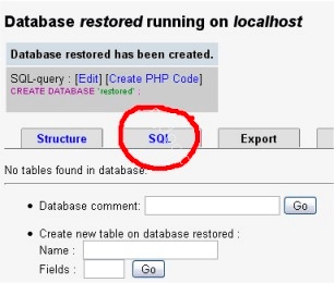 测试驾驶 WordPress phpMyAdmin SQL tab