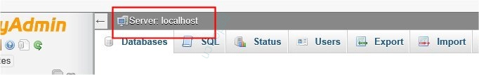 为 WordPress 创建数据库 选中的 Databaser Server 显示 'localhost'
