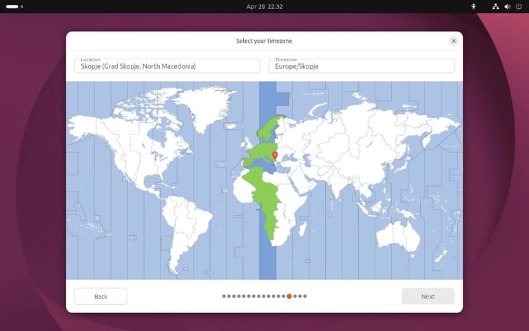 如何安装Ubuntu 26.04 Ubuntu 26.04 安装程序时区选择屏幕