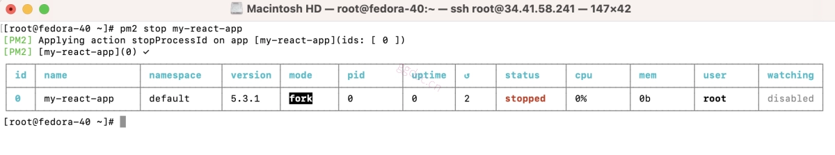 如何在 Fedora 40 上使用 PM2 部署 React 应用