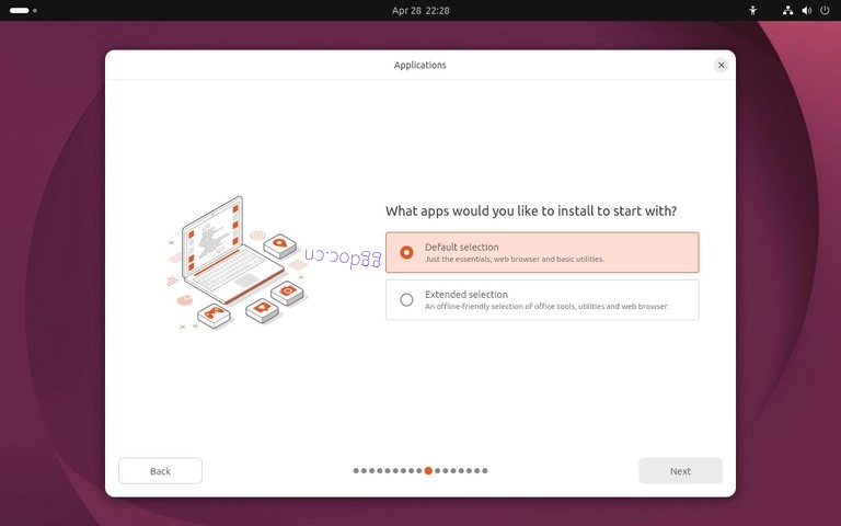 如何安装Ubuntu 26.04 Ubuntu 26.04 安装程序应用程序选择界面
