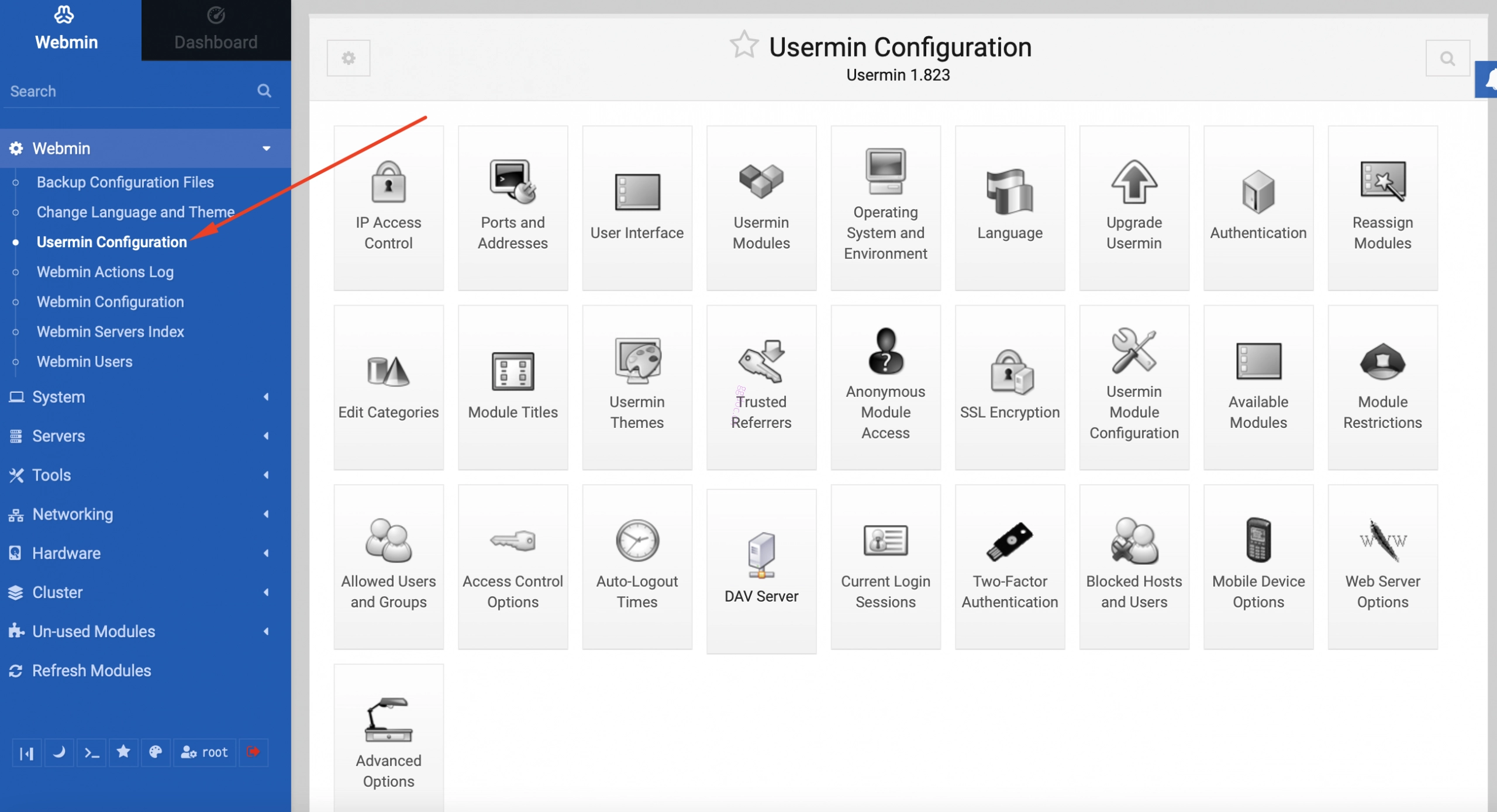 如何在 Webmin 中安装 Usermin