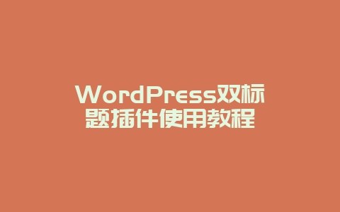 WordPress双标题插件使用教程
