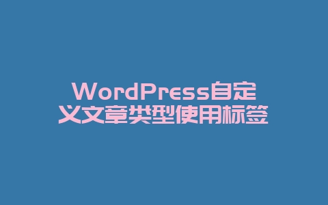 WordPress自定义文章类型使用标签